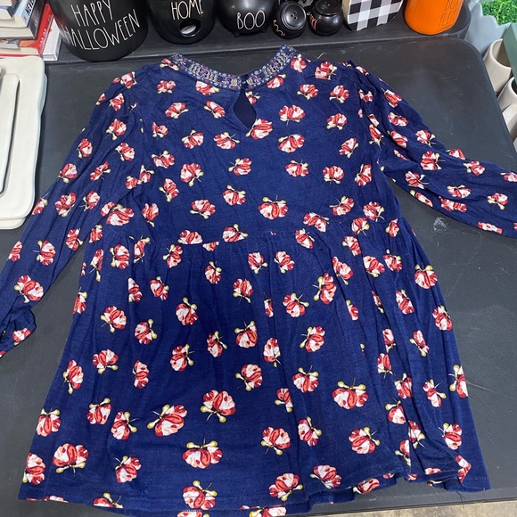 WOMENS ONE SEPTEMBER NAVY EMBROIDERED FLORAL LONG SLEEVE TOP XL ANTHROPOLOGIE - Picture 5 of 7